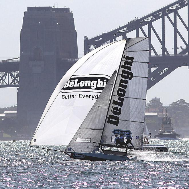 DeLonghi on a North East spinnaker run past the Sydney Harbour Bridge © Frank Quealey